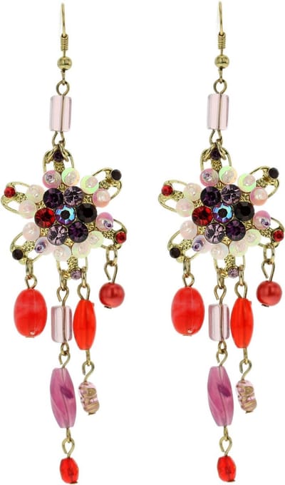 Behave - Oorhangers met bloemen en kralen - Bohemian retro stijl