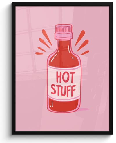 Fotolijst inclusief poster - Posterlijst 50x70 cm - Posters - Pittig - Rood - Saus - Grafisch - Foto in lijst - Keuken decoratie muur - Wanddecoratie accessoires - Muurdecoratie - Schilderijen