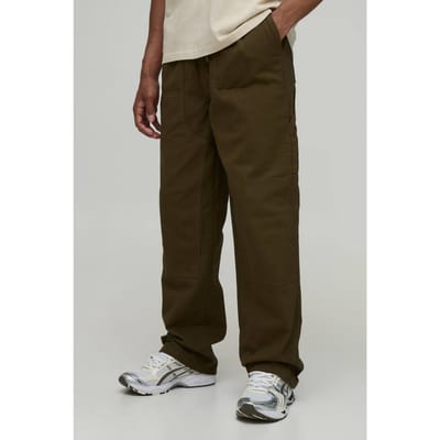 Ontspannen Getailleerde Getimmerde Broek Met Elastiek | Olive | Size XS