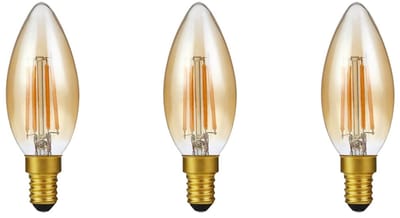 SPL E14 LED Lamp 4W Dimbaar - CRI 93 - Goud - Extra Warm Wit - 2200K - LED Filament Kaars C35 - Vervangt 25W - 3 Stuks
