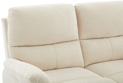 Vente-unique Elektrische relax-driezitsbank van fluwelen ribstof in beige LUNANO
