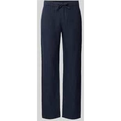 straight fit linnen broek met achterzakken
