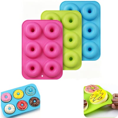 3 stuks mallen - donutvormen - cakevormen - siliconen mallen - hittebestendig - afwasbaar - herbruikbaar - kookaccessoires - keukenhulpmiddelen - geschikt voor het maken van donuts, cakes, koekjes (meerdere kleuren, 25*17cm)