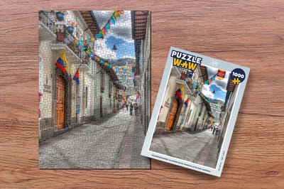 Puzzel Ecuadoraanse vlaggen en El Panecillo in Zuid-Amerika - Legpuzzel - Puzzel 1000 stukjes volwassenen