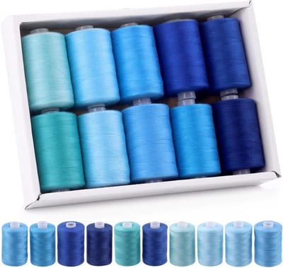 Naaigaren Set - Polyester Garen - Kleding Reparatie - Veelzijdig Gebruik - 10 Kleuren - Blauw