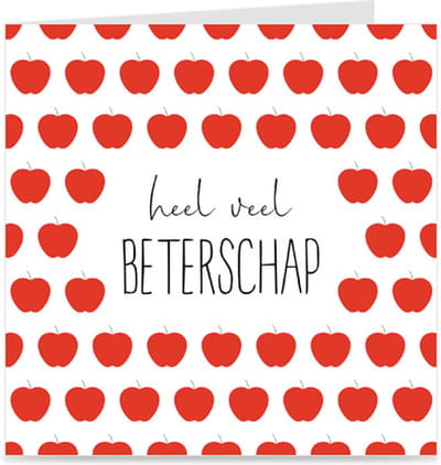 HEEL VEEL BETERSCHAP | kaart / wenskaart met envelop | appeltjes