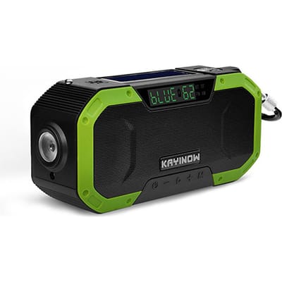 Draagbare Handkurbelradio Multifunctioneel IPX6 Waterdicht Buiten Nood FM-radio BT-luidspreker met groen