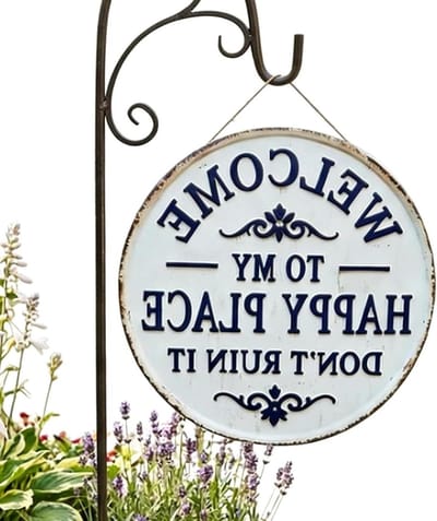 Welkom Bord Metaal - Decoratie Plank - Entree Verfraaien - Vintage Patroon Design - 30 cm Diameter - Niet gespecificeerd