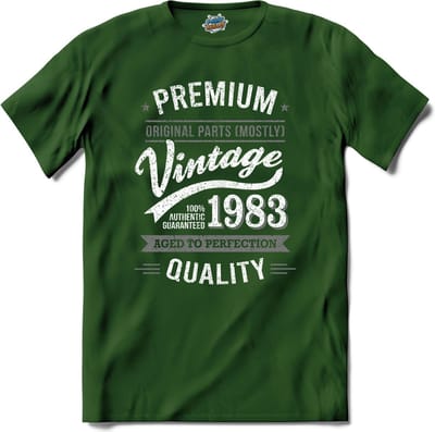 Vintage Legend Sinds 1983 - verjaardag en feest cadeau - Kado tip - T-Shirt - Unisex - Bottle Groen - Maat M