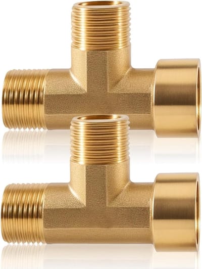 2 Stuks 1/4 Inch Messing T-stuk, 90° 3 Weg Connector, BSP Vrouwelijke Schroefverbinding voor Waterdistributie en Drinkwatervoorziening