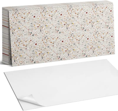 Coloray Plaktegels - Patroon met verschillende vormen Zelfklevende Wandtegels - 40 cm x 20 cm - Beige Plaktegels - 10 stuks - Rechthoek PVC Tegels - Plaktegels Badkamer - Vloertegels Zelfklevend - Vinyl Tegels Zelfklevend - Portugese Tegels