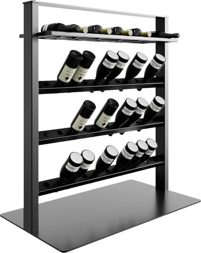 MetaloPro Wijnrek Piemont – Zwart Metalen Flessenrek Voor 45 Wijnflessen, Robuust Design, Wijnstandaard Voor Keuken, Kelder Of Bar – 110x100x60cm