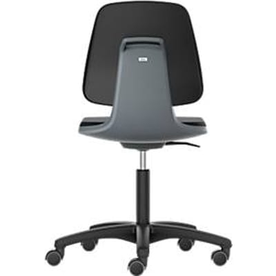 LABSIT labostoel, zonder armleuningen, met wielen, hoogte rugleuning 420 mm, kunstleer, antraciet