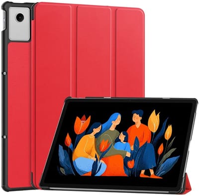 Coverup Tablethoes geschikt voor Lenovo Idea Tab Plus Hoesje - Tri-Fold Book Case met Wake/Sleep - Rood