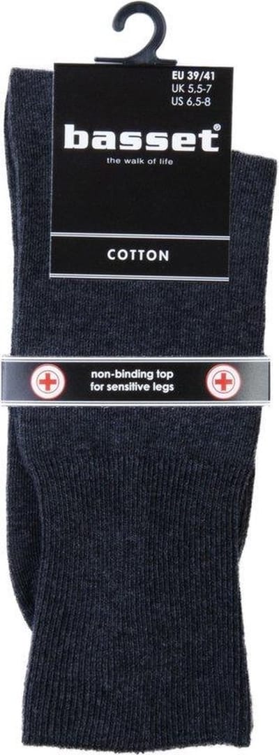 Katoenen sokken - Diabetes & medische sokken - Anti knel boord - Donkerblauw / 41/43