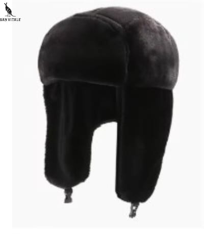 San Vitale® - Piloten muts - Faux Bont muts - Winter muts - Met Oorkleppen - Unisex - Stof/ faux bont - Zwart