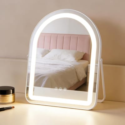 Verlichte make-upspiegel met 3 dimbare modi, Hollywood-stijl, 35 x 45 cm, ideaal voor make-uptafel en kleine ruimtes