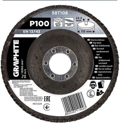 GRAPHITE - Zirkonium lamellenschijf - 115 x 22,2 mm - P100