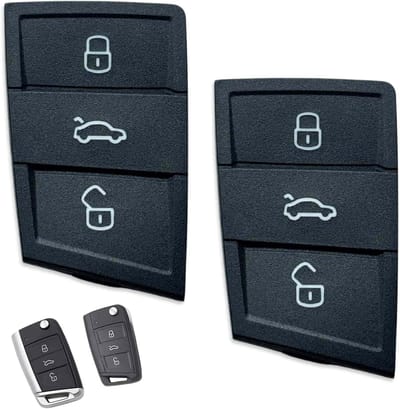 Set van 2 Vervangende Rubber Toetsen voor Autosleutels met 3 Knoppen voor VW Polo, Golf 7 en Skoda Karoq - Ideaal voor Ontgrendelen van Deuren en Koffers