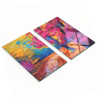 Decoratieve glazen snij- en serveerplanken in impressionistische stijl, 2x30x52 cm