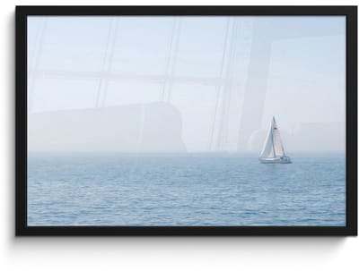 Poster in lijst - Fotolijst 60x40 cm - Posters - Horizon - Zeilboot - Zee - Posterlijst zwart - Decoratie - Wanddecoratie woonkamer - Muurdecoratie slaapkamer