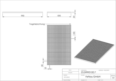 Gegalvaniseerd Rooster - Afdekrooster - Vloer Afdekking - Roestvrij Staal - 590x990x20mm - Zilverkleurig