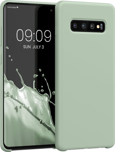 kwmobile telefoonhoesje geschikt voor Samsung Galaxy S10 Plus / S10+ - Hoesje met siliconen coating - Smartphone case in grijsgroen