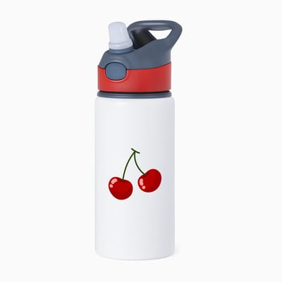 Hacebo® - Kers waterfles met rietje rood - Kersen - Fruit liefhebbers - Fruit - bessen - gezond eten - water fles - 650ML