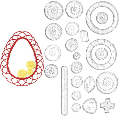 Creatieve Spirograph Set met 26 Stukken, Tekenhulpmiddelen voor Geometrische Spiralen, Mandala's en Tekenlinialen