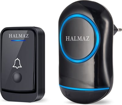 HALMAZ Draadloze deurbel - Zwart - Led verlichting -Deurbelset - IP44 Waterdicht – 52 Melodieën – Bereik 200 meter – 1 ontvanger