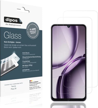 dipos – 2x Pantserfolie geschikt voor Tecno Pop 20 | 9H Screenprotector
