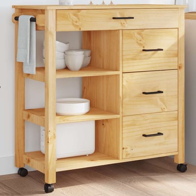 vidaXL - Keukentrolley - MONZA - 84x40x88,5 - cm - massief - grenenhout - honingwas