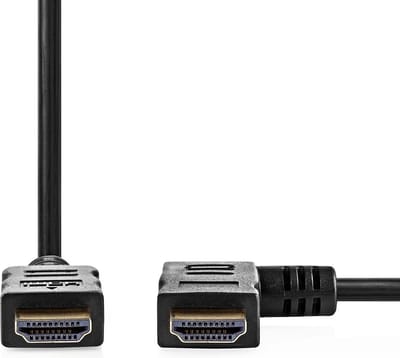 Nedis High Speed ​​HDMI-Kabel met Ethernet - Rechts Gehoekte HDMI Connector - HDMI Connector - 4K@30Hz - 10.2 Gbps - 1.50 m - Rond - PVC - Zwart - Envelop
