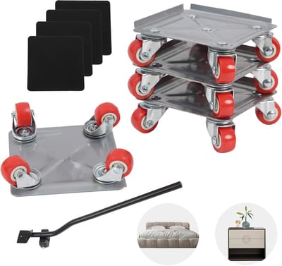 Meubeltransportwagen - Meubelverhuizers - Meubelroller - Gereedschapsset Voor Meubelschuiven En -Lifters - 360° Draaibare Rubberen Wielen
