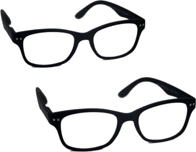 Computer bril - zwart rechthoekig sterkte +2.0 - 2 stuks - blauw licht filter - blue blocker leesbril