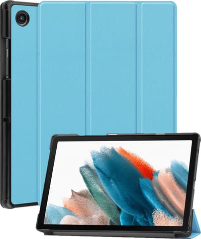 Hoesje Geschikt voor Samsung Galaxy Tab A8 - Dun & Stevig - Trifold Bookcase - Hard Cover - Hardcover Book Case - Tablet Hoes - Lichtblauw