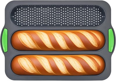 Famanu – Siliconen baguette bakvorm met meerdere groeven, anti-aanbak en BPA-vrij, geschikt voor baguettes en lang brood
