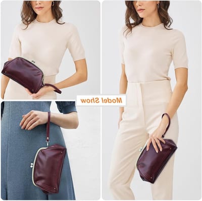 Leren Clutch Tas voor Vrouwen met Kussluiting, Ideaal voor Avondjes Uit en Feestjes