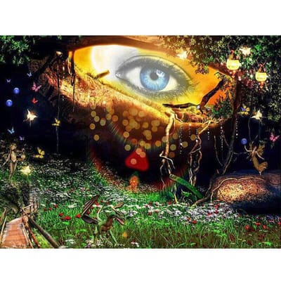 Hobbie and Crafts volledige ronde 5D DIY diamant schilderij abstracte ogen bos 3D borduren kruissteek 20X30CM brown