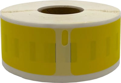 DULA Dymo kompatible Etiketten, S0722520 11352, 25 x 54 mm, Gelb, Permanent, 1 Rolle, 500 Etiketten pro Rolle