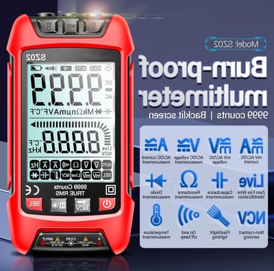 Digitale Multimeter - Spanningstester Meter - Elektrische Problemen Oplossen - Automatische Bereikinstelling - 9999 Tellingen - Zwart
