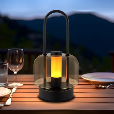NETTLIFE Tafellamp LED - 2000mAh Accu - Zwart - Draagbare Nachtlamp - Draadloze - 1800K-6500K Touch Dimbaar - met geheugenfunctie - USB Oplaadbaar - binnen en buitenverlichtung - voor slaapkamer | woonkamer | tuin