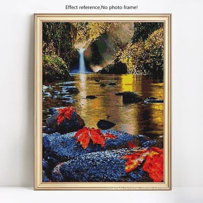 Diamant borduurwerk Creek landschap Diamond schilderij DIY volledige ronde kruissteek 20X30CM