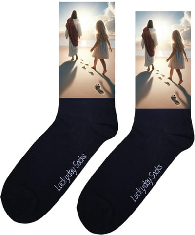 LuckyDay Socks - Jezus en kind - Psalm - Verjaardag cadeau - Kerst sokken - Geloof - God - Bidden - Volgers - Beterschap - Leuke sokken voor heren en dames - Cadeau voor hem en haar - Kerstcadeau - Hoop - Paas cadeau - Socks maken Happy - Maat 37-44