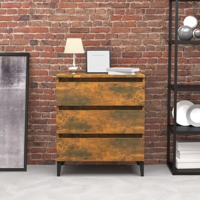 vidaXL - Dressoir - 60x35x69 - cm - bewerkt - hout - gerookt - eikenkleurig
