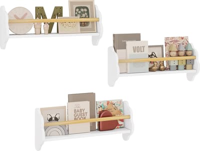 BukkitBow - Wandplanken voor Kinderen / Kinderkamer - Rechtopstaande Boekenplanken - Set van 3 Stuks - Medium (55x23x12.7CM)