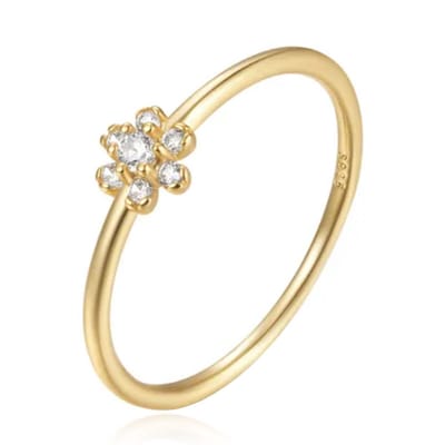 Elenza Thin .925 Zilveren Ring met Bloemontwerp en Gouden Plating – 1mm-18mm