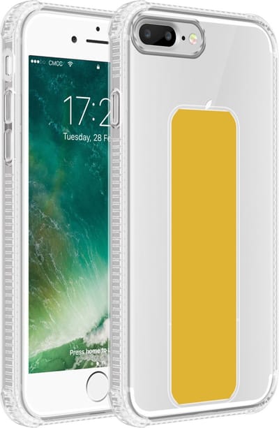 Cadorabo Hoesje geschikt voor Apple iPhone 7 PLUS / 7S PLUS / 8 PLUS in GEEL - Beschermhoes gemaakt van flexibel TPU silicone Cover Case met houder en standfunctie