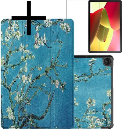Hoes - Geschikt voor Lenovo Tab M10 (3e / 3rd generatie) - Met Screenprotector - Trifold Bookcase - Hard Cover - Hardcover Book Case - Tablet Hoesje - Bloesem