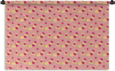Wandkleed - Wanddoek - Sokken - Patronen - Kerst - 180x120 cm - Wandtapijt